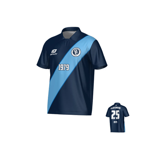 Sash Collared Jersey - Navy & Sky Blue