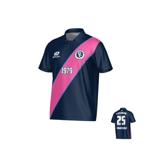 Sash Collared Jersey - Navy & Pink