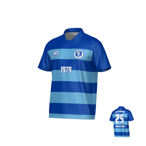 Hoops Collared Jersey - Royal Blue & Sky Blue