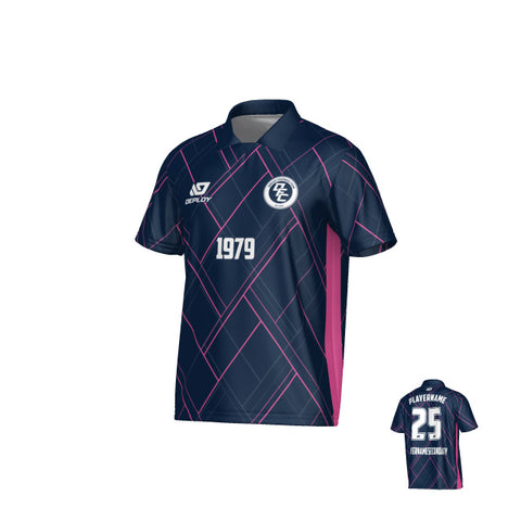 Plaid Collared Jersey - Navy & Pink