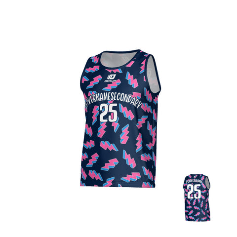 Lightning Sports Singlet - Navy & Pink