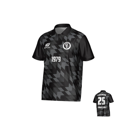 Leaves Collared Jersey - Black