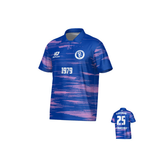 Distort Collared Jersey - Royal Blue & Purple