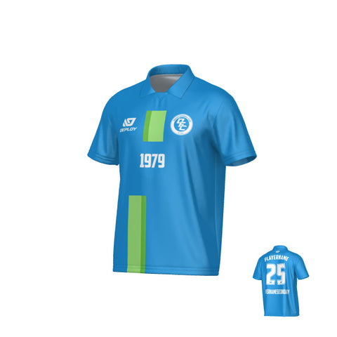 Block Collared Jersey - Blue & Neon Green