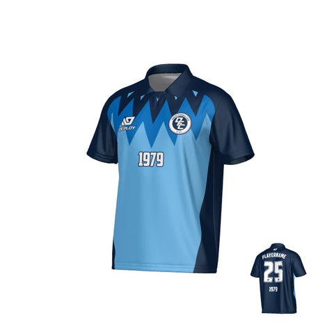 Carnival Collared Jersey - Navy & Sky Blue
