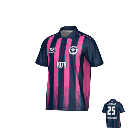 Classic Collared Jersey - Navy & Pink