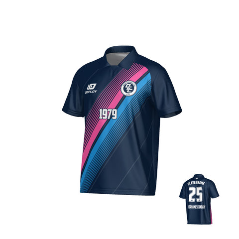 Velocity Collared Jersey - Navy & Pink