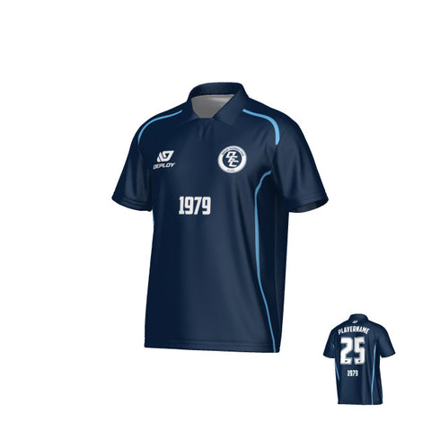 Contour Collared Jersey - Navy & Sky Blue