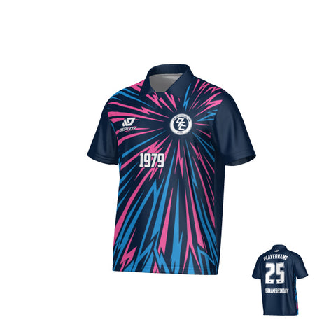 Burst Collared Jersey - Navy & Pink