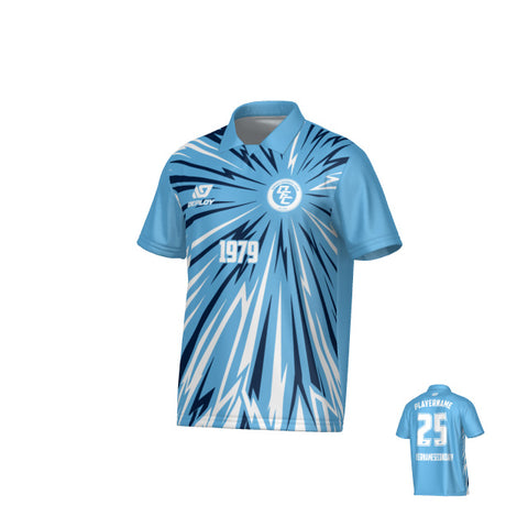 Burst Collared Jersey - Sky Blue & Navy