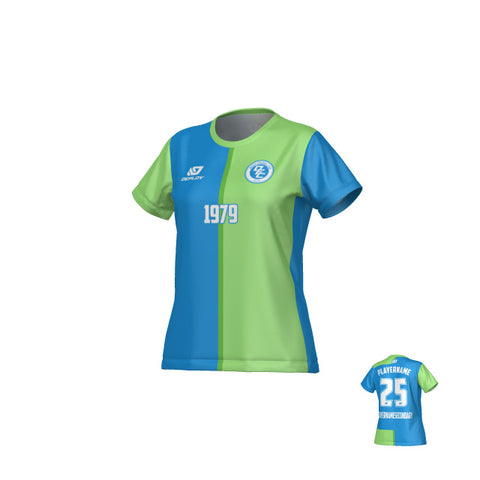 Split Womens Jersey - Blue & Neon Green