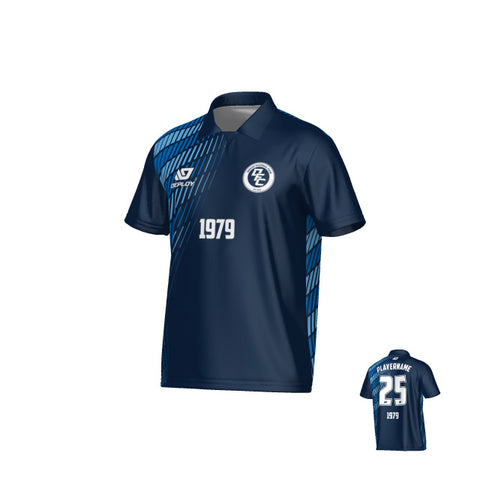 Spray Collared Jersey - Navy & Sky Blue