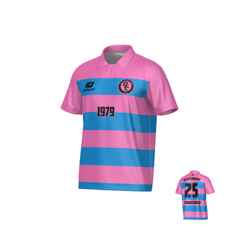 Hoops Collared Jersey - Pink