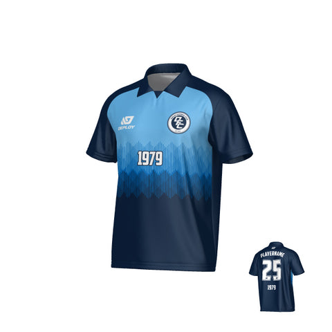 Echo Collared Jersey - Navy & Sky Blue