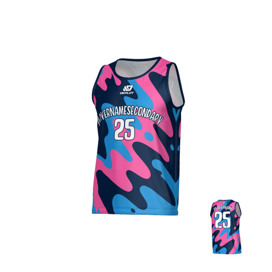 Liquid Sports Singlet - Navy & Pink