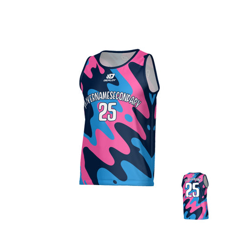 Liquid Sports Singlet - Navy & Pink