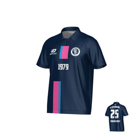 Block Collared Jersey - Navy & Pink