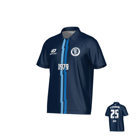 Lightning Collared Jersey - Navy & Sky Blue