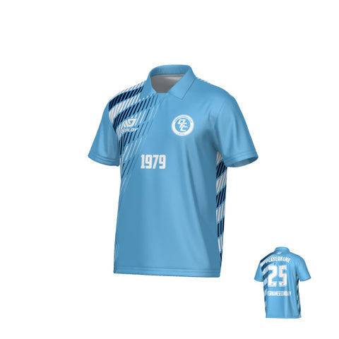 Spray Collared Jersey - Sky Blue & Navy
