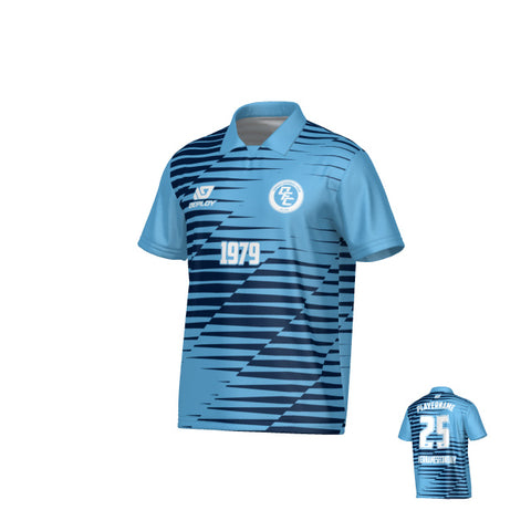 Static Collared Jersey - Sky Blue & Navy