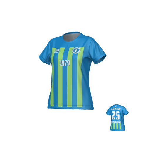 Bars Womens Jersey - Blue & Neon Green