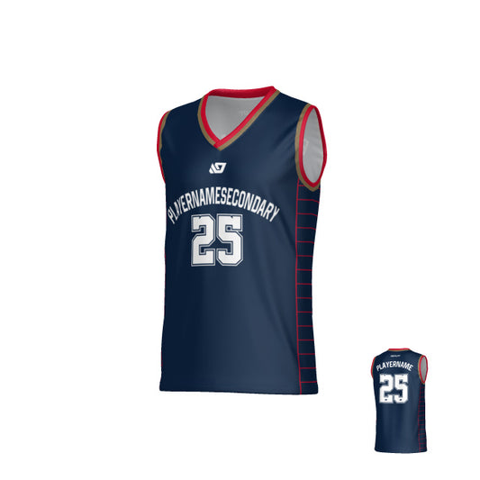 Grid Basketball Jersey - Navy & Red