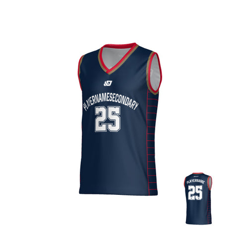 Grid Basketball Jersey - Navy & Red