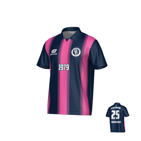 Pillars Collared Jersey - Navy & Pink