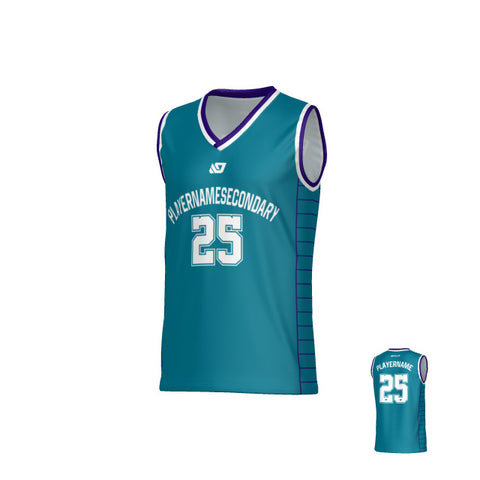 Grid Basketball Jersey - Teal & Purple