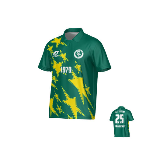 Stars Collared Jersey - Green