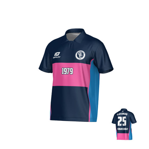 Shift Collared Jersey - Navy & Pink