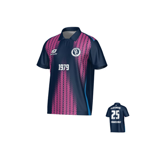 Half Tone Collared Jersey - Navy & Pink