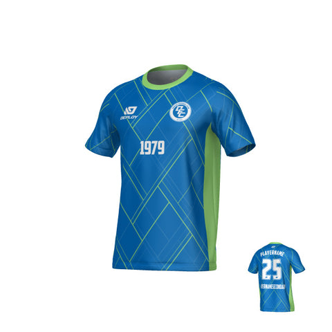 Plaid Jersey - Blue & Neon Green