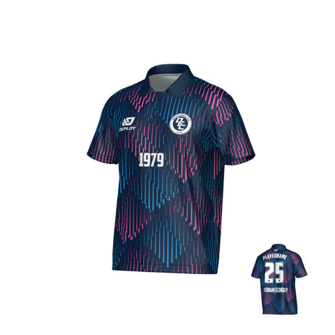 Drips  Collared Jersey - Navy & Pink