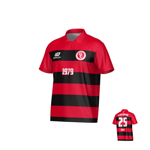 Hoops Collared Jersey - Red