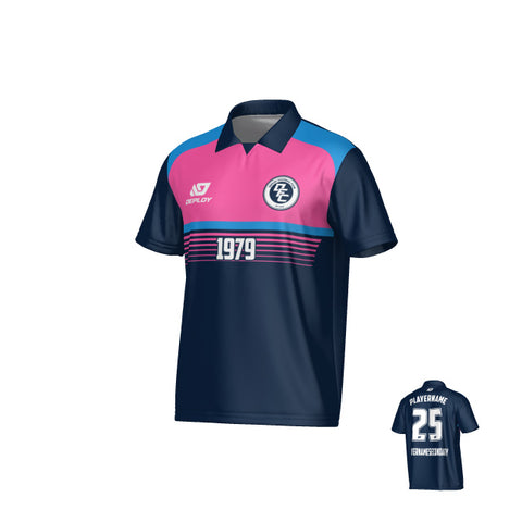 Horizon Collared Jersey - Navy & Pink