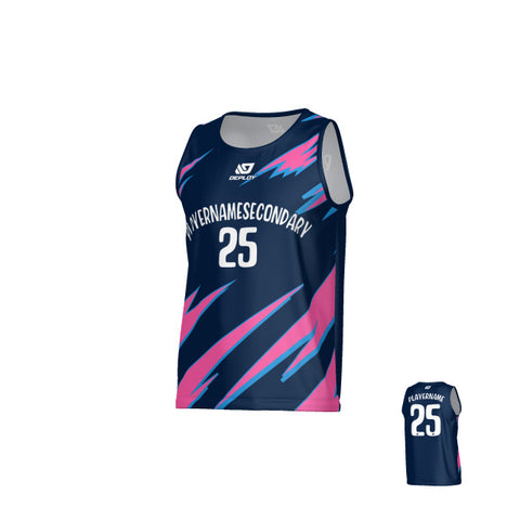 Sharp Sports Singlet - Navy & Pink