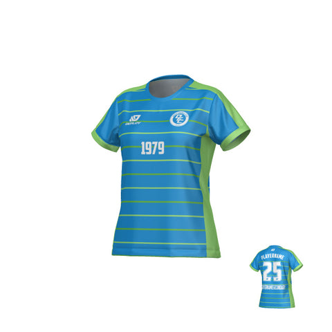 Cadence Womens Jersey - Blue & Neon Green