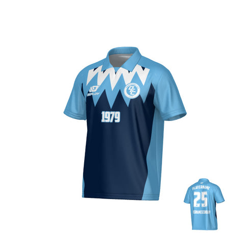 Carnival Collared Jersey - Sky Blue & Navy