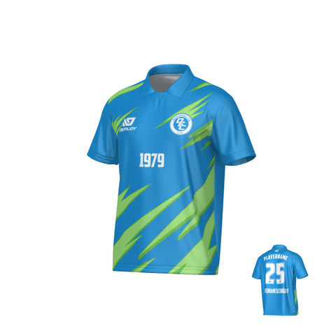 Sharp Collared Jersey - Blue & Neon Green