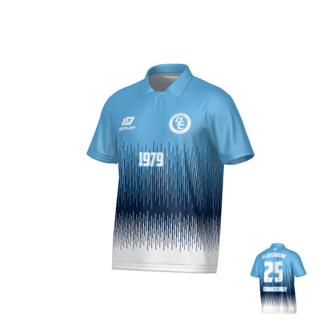 Fade Collared Jersey - Sky Blue & Navy