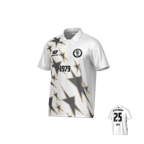 Stars Collared Jersey - White