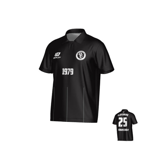 Linear Collared Jersey - Black