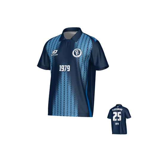 Half Tone Collared Jersey - Navy & Sky Blue