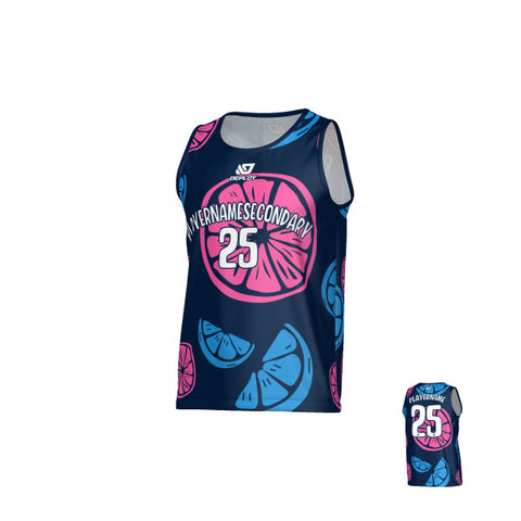 Oranges Sports Singlet - Navy & Pink