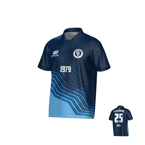 Circuit Collared Jersey - Navy & Sky Blue