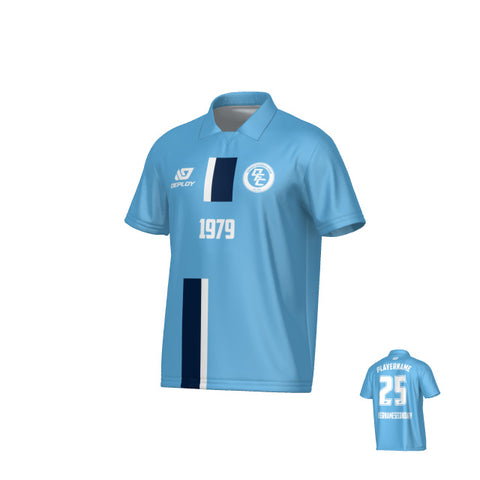 Block Collared Jersey - Sky Blue & Navy