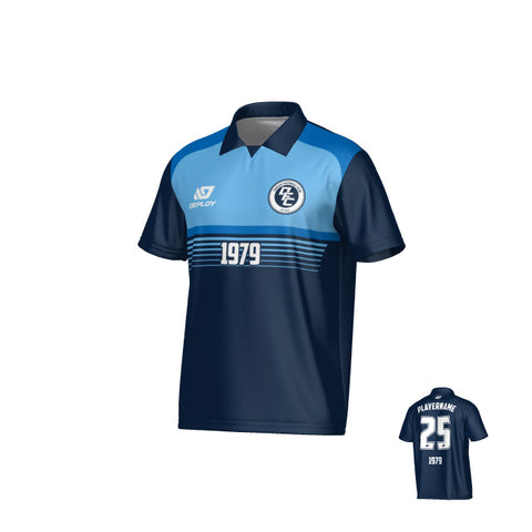 Horizon Collared Jersey - Navy & Sky Blue