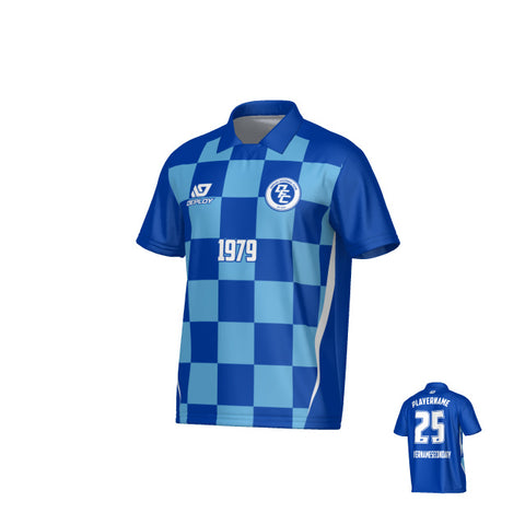 Checkers Collared Jersey - Royal Blue & Sky Blue