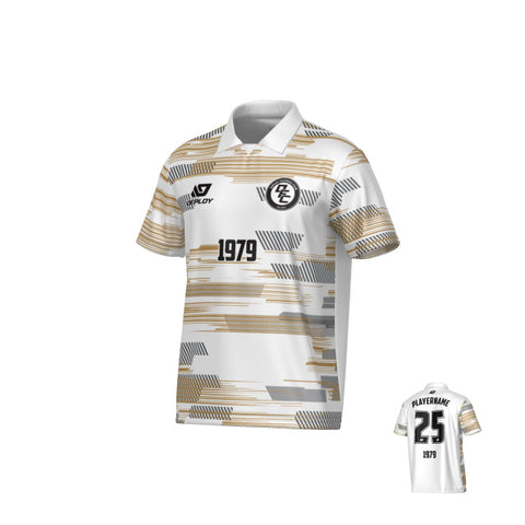 Glitch Collared Jersey - White